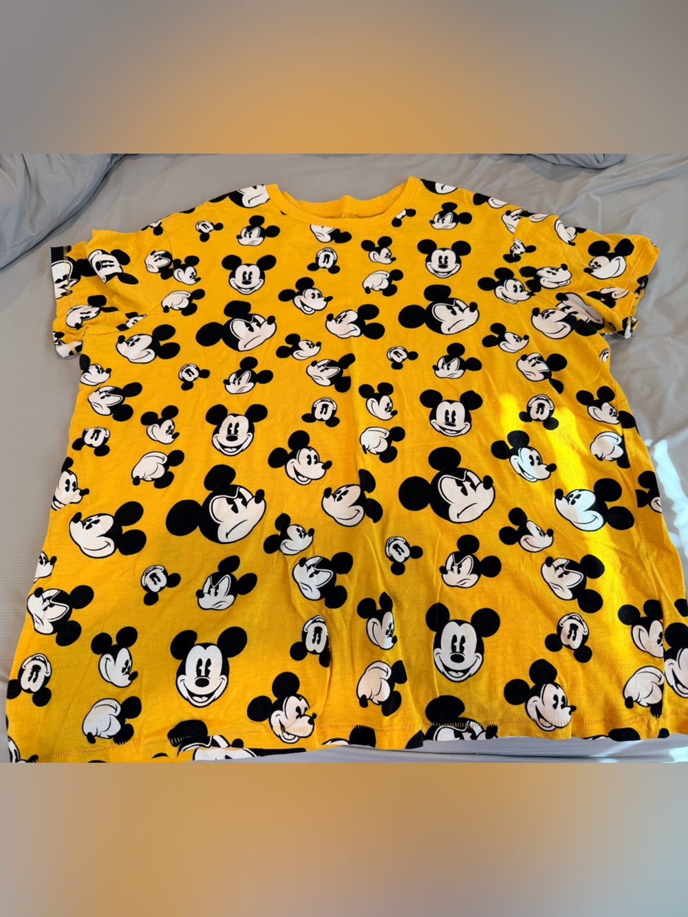 Disney Yellow Mickey Mouse Print Kids Pajama Top